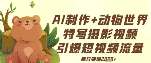 AI制作动物世界特写摄影视频+引爆短视频流量+单日变现多张辉睿网创|辉睿学习|辉睿创业|辉睿电商运营|辉睿小红书|辉睿网赚辉睿网创