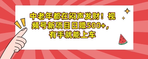 中老年都在闷声发财，视频号新项目日入多张，有手就能上车辉睿网创|辉睿学习|辉睿创业|辉睿电商运营|辉睿小红书|辉睿网赚辉睿网创