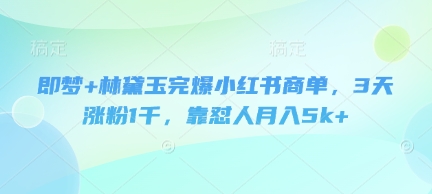即梦+林黛玉完爆小红书商单，3天涨粉1千，靠怼人月入5k+辉睿网创|辉睿学习|辉睿创业|辉睿电商运营|辉睿小红书|辉睿网赚辉睿网创