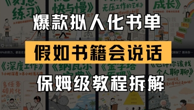 最新爆款拟人化书单玩法，假如书籍会说话，保姆级教程辉睿网创|辉睿学习|辉睿创业|辉睿电商运营|辉睿小红书|辉睿网赚辉睿网创