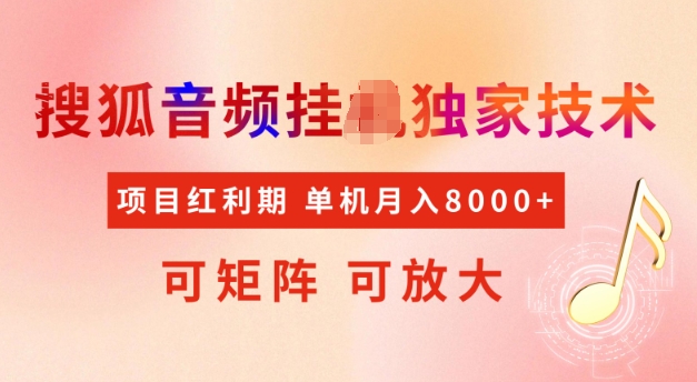 首发搜狐音频挂JI，项目红利期，可矩阵可放大，稳定月入5k【揭秘】辉睿网创|辉睿学习|辉睿创业|辉睿电商运营|辉睿小红书|辉睿网赚辉睿网创
