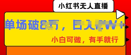小红书无人直播，纯小白可做，有手就行，单场直播销售额破8w辉睿网创|辉睿学习|辉睿创业|辉睿电商运营|辉睿小红书|辉睿网赚辉睿网创