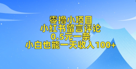 零撸小项目，小红书留言评论，0.5元一条，小白也能一天收入100+辉睿网创|辉睿学习|辉睿创业|辉睿电商运营|辉睿小红书|辉睿网赚辉睿网创