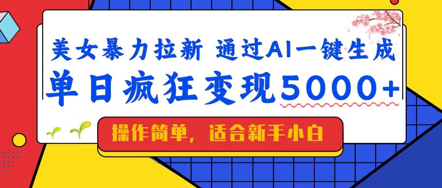 （14347期）美女暴力拉新，通过AI一键生成，单日疯狂变现5000+，纯小白一学就会！辉睿网创|辉睿学习|辉睿创业|辉睿电商运营|辉睿小红书|辉睿网赚辉睿网创