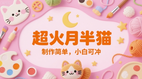超火月半猫，制作简单，小白可冲辉睿网创|辉睿学习|辉睿创业|辉睿电商运营|辉睿小红书|辉睿网赚辉睿网创