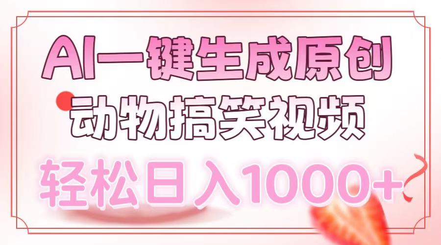 （13884期）AI一键生成原创动物搞笑视频，轻松日入1000+辉睿网创|辉睿学习|辉睿创业|辉睿电商运营|辉睿小红书|辉睿网赚辉睿网创