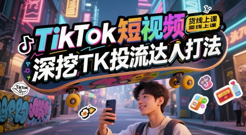 TikTok短视频带货线上课，深挖TK投流达人打法辉睿网创|辉睿学习|辉睿创业|辉睿电商运营|辉睿小红书|辉睿网赚辉睿网创