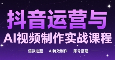 抖音运营与AI视频制作实战课程，爆款选题-AI特效制作-账号搭建辉睿网创|辉睿学习|辉睿创业|辉睿电商运营|辉睿小红书|辉睿网赚辉睿网创