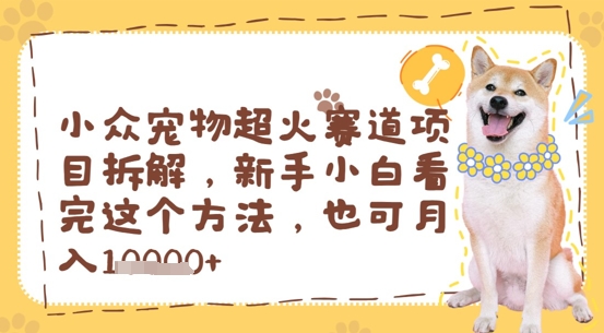 小众宠物超火赛道项目拆解，新手小白看完这个方法，也可月入过w辉睿网创|辉睿学习|辉睿创业|辉睿电商运营|辉睿小红书|辉睿网赚辉睿网创