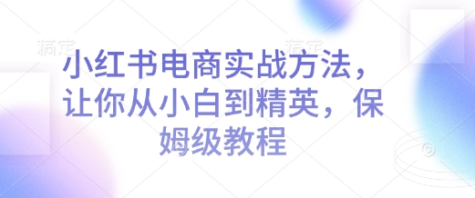 小红书电商实战方法，让你从小白到精英，保姆级教程辉睿网创|辉睿学习|辉睿创业|辉睿电商运营|辉睿小红书|辉睿网赚辉睿网创