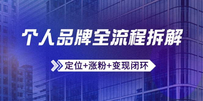 （14799期）个人品牌全流程拆解：定位+涨粉+变现闭环，微信生态运营与资源整合辉睿网创|辉睿学习|辉睿创业|辉睿电商运营|辉睿小红书|辉睿网赚辉睿网创