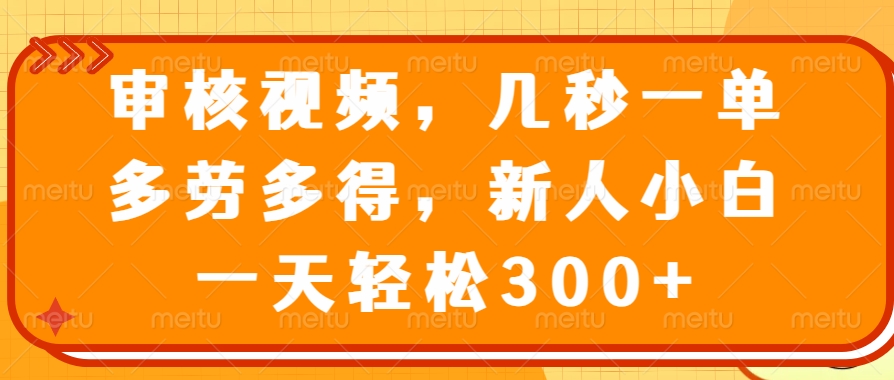（14294期）审核视频，几秒一单，多劳多得，新人小白一天轻松300+辉睿网创|辉睿学习|辉睿创业|辉睿电商运营|辉睿小红书|辉睿网赚辉睿网创