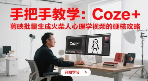手把手教学：Coze + 剪映批量生成火柴人心理学视频的硬核攻略辉睿网创|辉睿学习|辉睿创业|辉睿电商运营|辉睿小红书|辉睿网赚辉睿网创
