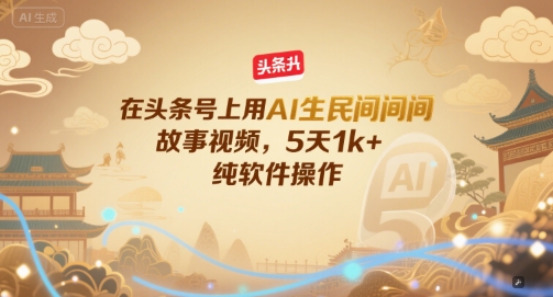 在头条号上用AI生民间故事视频，5天1k+，纯软件操作辉睿网创|辉睿学习|辉睿创业|辉睿电商运营|辉睿小红书|辉睿网赚辉睿网创