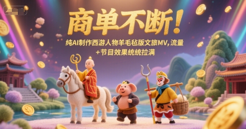 商单不断！纯AI制作西游人物羊毛毡版文旅MV，流量+节目效果统统拉满辉睿网创|辉睿学习|辉睿创业|辉睿电商运营|辉睿小红书|辉睿网赚辉睿网创