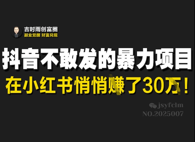 抖音不敢发的暴利项目，在小红书悄悄挣了30W辉睿网创|辉睿学习|辉睿创业|辉睿电商运营|辉睿小红书|辉睿网赚辉睿网创