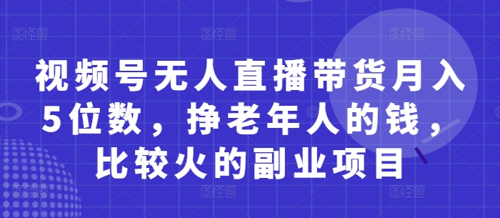 视频号无人直播带货月入5位数，挣老年人的钱，比较火的副业项目辉睿网创|辉睿学习|辉睿创业|辉睿电商运营|辉睿小红书|辉睿网赚辉睿网创
