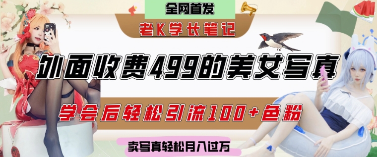 外面收费499的美女写真制作技术，学会后轻松引流S粉变现，日引100+S粉，轻松月入过W辉睿网创|辉睿学习|辉睿创业|辉睿电商运营|辉睿小红书|辉睿网赚辉睿网创