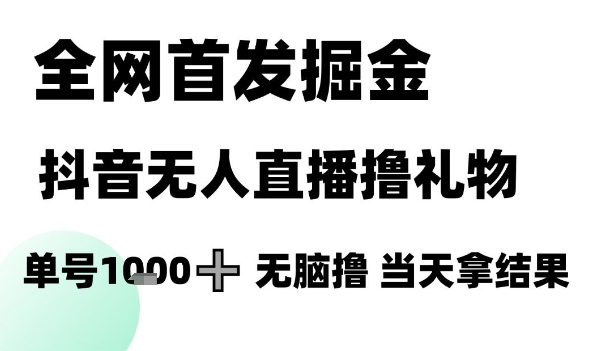 全网首发掘金抖音无人直播撸礼物，单号1k +无脑撸，当天拿结果【揭秘】辉睿网创|辉睿学习|辉睿创业|辉睿电商运营|辉睿小红书|辉睿网赚辉睿网创
