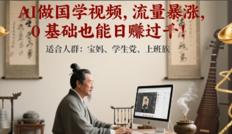 AI做国学视频，流量暴涨 ，0 基础也能日入多张辉睿网创|辉睿学习|辉睿创业|辉睿电商运营|辉睿小红书|辉睿网赚辉睿网创