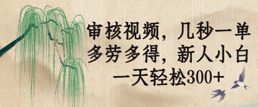 （14202期）审核视频，几秒一单，多劳多得，新人小白一天轻松300+辉睿网创|辉睿学习|辉睿创业|辉睿电商运营|辉睿小红书|辉睿网赚辉睿网创