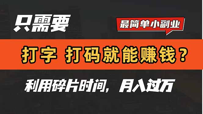 （14672期）只需要打字，打码，就能赚钱？简单的赚钱小副业，利用碎片时间，月入过万辉睿网创|辉睿学习|辉睿创业|辉睿电商运营|辉睿小红书|辉睿网赚辉睿网创