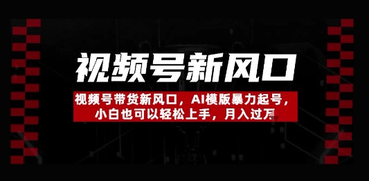 视频号带货新风口，AI模版暴力起号，小白也可以轻松上手，月入过W辉睿网创|辉睿学习|辉睿创业|辉睿电商运营|辉睿小红书|辉睿网赚辉睿网创