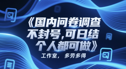 国内问卷调查，不封号，可日结，多劳多得，工作室，个人都可做辉睿网创|辉睿学习|辉睿创业|辉睿电商运营|辉睿小红书|辉睿网赚辉睿网创
