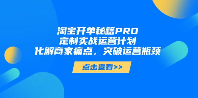 （14642期）淘宝开单秘籍PRO，定制实战运营计划，化解商家痛点，突破运营瓶颈辉睿网创|辉睿学习|辉睿创业|辉睿电商运营|辉睿小红书|辉睿网赚辉睿网创