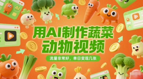 用AI制作蔬菜动物视频，流量非常好，单日变现几张辉睿网创|辉睿学习|辉睿创业|辉睿电商运营|辉睿小红书|辉睿网赚辉睿网创