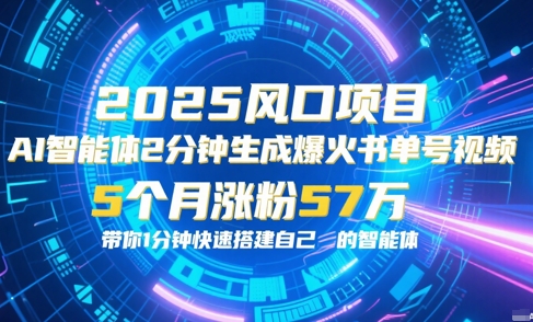 AI智能体2分钟一键生成爆火书单号原创视频，5个月涨粉57w，带你零代码1分钟搭建智能体辉睿网创|辉睿学习|辉睿创业|辉睿电商运营|辉睿小红书|辉睿网赚辉睿网创
