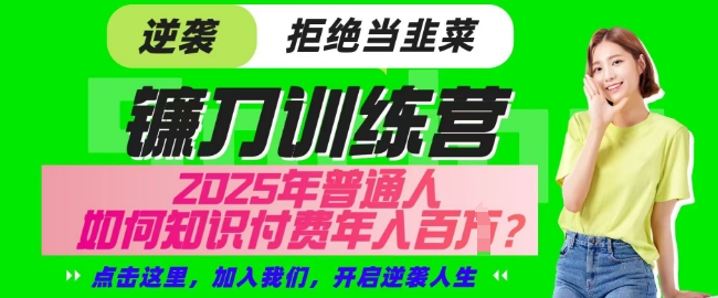 【网创项目终点站-镰刀训练营超级IP合伙人】25年普通人如何通过知识付费实现逆袭【揭秘】辉睿网创|辉睿学习|辉睿创业|辉睿电商运营|辉睿小红书|辉睿网赚辉睿网创