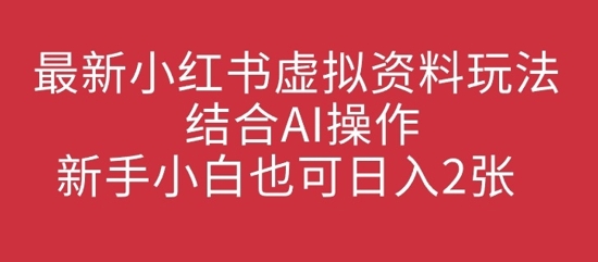 最新小红书虚拟资料玩法结合AI操作，新手小白也可日入2张辉睿网创|辉睿学习|辉睿创业|辉睿电商运营|辉睿小红书|辉睿网赚辉睿网创