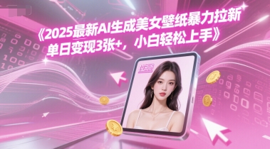 2025最新AI生成美女壁纸暴力拉新, 单日变现3张+，小白轻松上手辉睿网创|辉睿学习|辉睿创业|辉睿电商运营|辉睿小红书|辉睿网赚辉睿网创