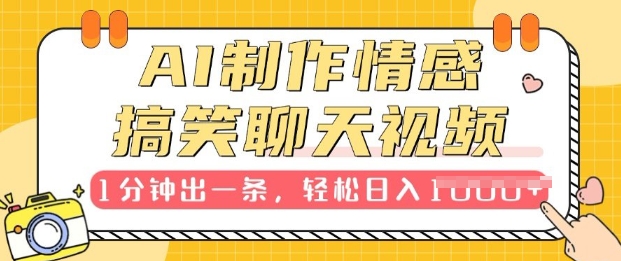 AI制作情感搞笑聊天视频，1分钟出一条，100%过原创，新手也能轻松上手辉睿网创|辉睿学习|辉睿创业|辉睿电商运营|辉睿小红书|辉睿网赚辉睿网创