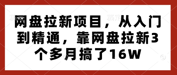 网盘拉新项目，从入门到精通，靠网盘拉新3个多月搞了16W辉睿网创|辉睿学习|辉睿创业|辉睿电商运营|辉睿小红书|辉睿网赚辉睿网创