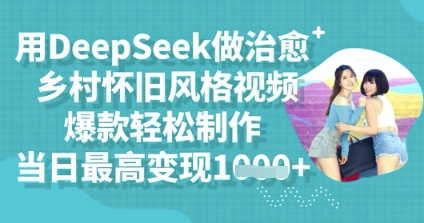 用DeepSeek做治愈乡村怀旧风格视频，爆款轻松制作，当日最高变现多张辉睿网创|辉睿学习|辉睿创业|辉睿电商运营|辉睿小红书|辉睿网赚辉睿网创