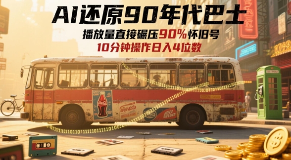 AI还原90年代巴士，一帧就让70后泪崩，播放量直接碾压90%怀旧号，每天操作十分钟，日入四位数辉睿网创|辉睿学习|辉睿创业|辉睿电商运营|辉睿小红书|辉睿网赚辉睿网创